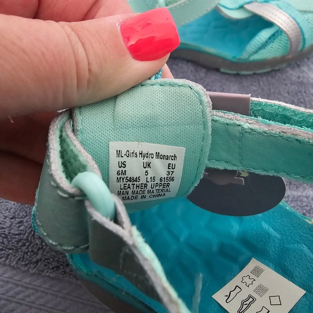 Merrell Girls Hydro Monarch Turquoise Water Sandals Shoes MY54845 Size 6M NEW